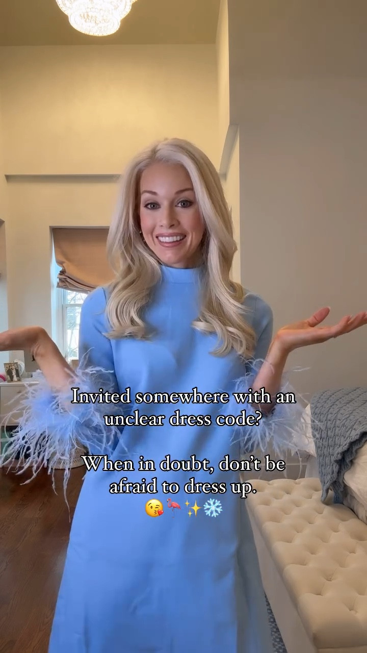 And if I’m ever invited somewhere without a dress code, I may take it as an opportunity to break out some feathers. 😘 Who else is with me? 🙋🏼‍♀️

Also, tempting as it may be to get cute and creative, the best dress codes are ones that are clear, especially if you don’t know some of your guests super well. 

dress: @tuckernuck 
earrings: @lorenhope 

#etiquette #manners #dresscode #feathers #lowkeycasualoutfit