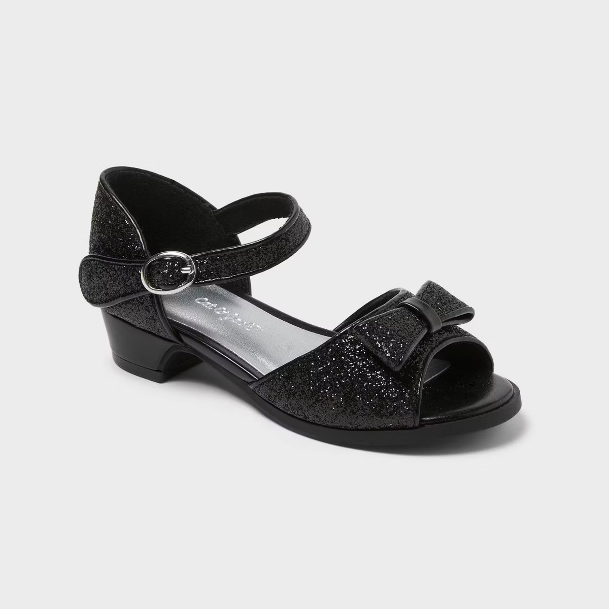 Toddler Girls' Hazina Peep Toe Low Contoured Dress Heels - Cat & Jack™ Black 8T | Target