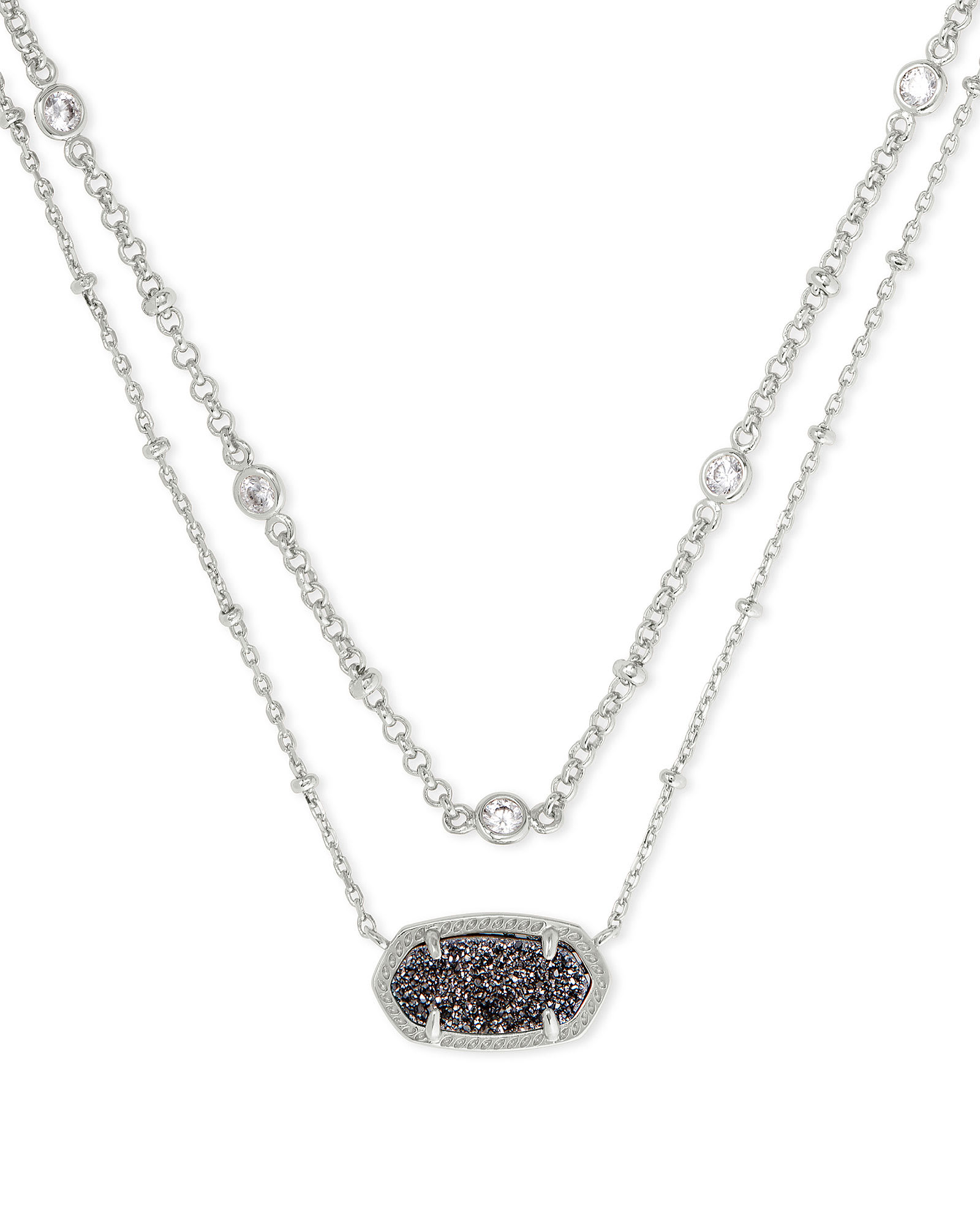 Elisa Silver Multi Strand Necklace in Platinum Drusy | Kendra Scott