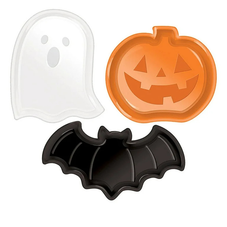 Halloween Candy Plate Pumpkin Ghost Bat Shaped Plastic Serving Platter - Walmart.com | Walmart (US)