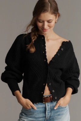 By Anthropologie Pointelle Scalloped Cardigan Sweater | Anthropologie (US)