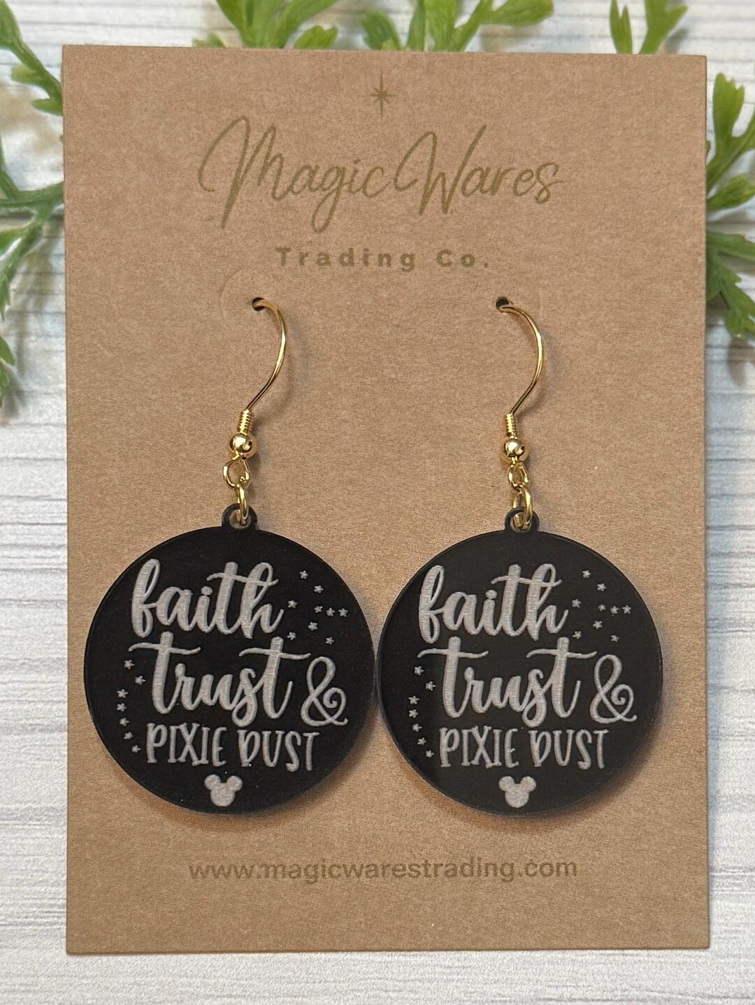 Faith Trust and Pixie Dust Engraved Dangle Earrings, Clear Acrylic Engraved Earrings, Tinkerbell ... | Etsy (US)