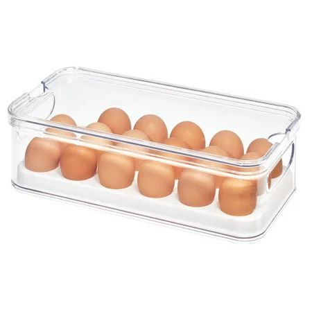 iDesign Stackable Refrigerator and Pantry Egg Storage Bin, BPA Free Plastic, Clear and White | Walmart (US)