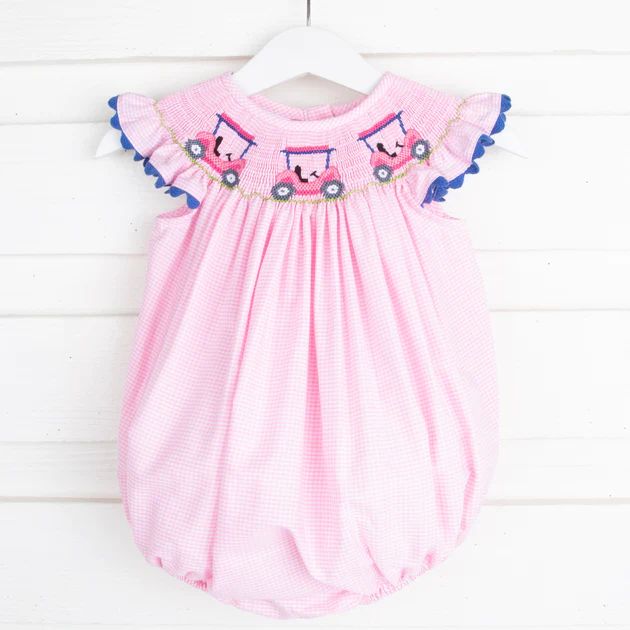 Golf Cart Smocked Bubble Light Pink Gingham | Classic Whimsy