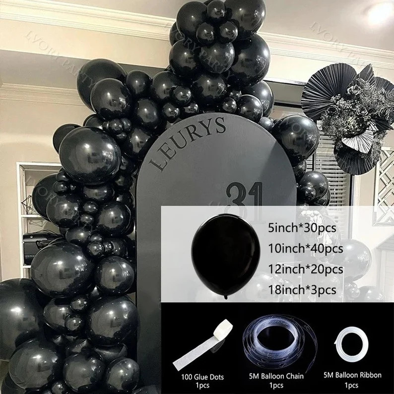 Matte Black Balloon Garland Kit, Black Balloon Arch DIY, 21st Birthday Balloon Garland, Black Bal... | Etsy (US)