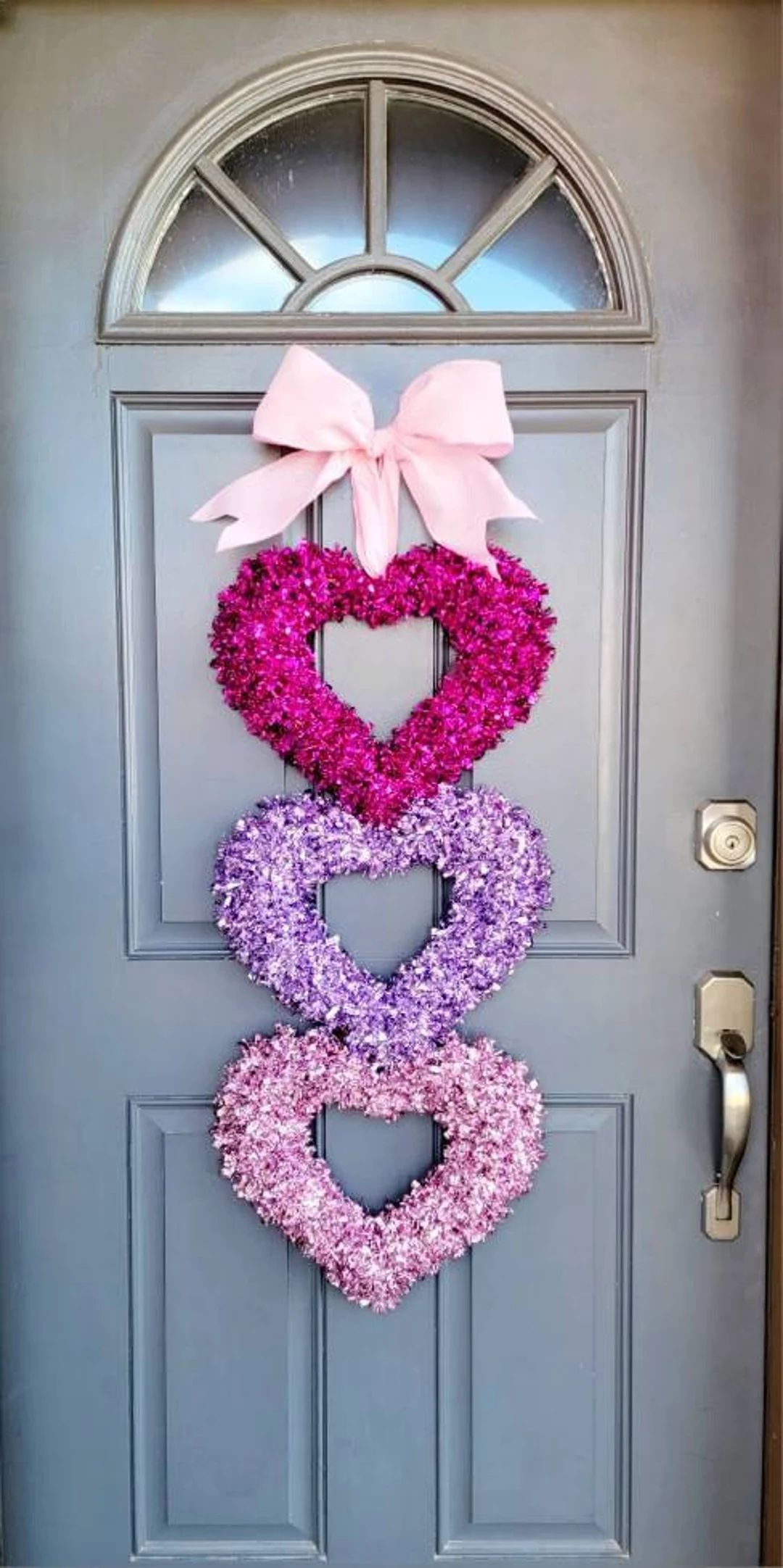 Heart-shaped Valentine's Day Tinsel Door Hanger Pink - Etsy | Etsy (US)