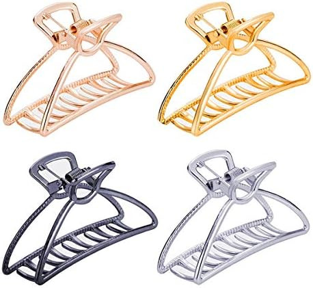 TANG SONG 4PCS Large Metal Hair Claw Clips Hair Catch Barrette Jaw Clamp for Women Half Bun Hairp... | Amazon (US)