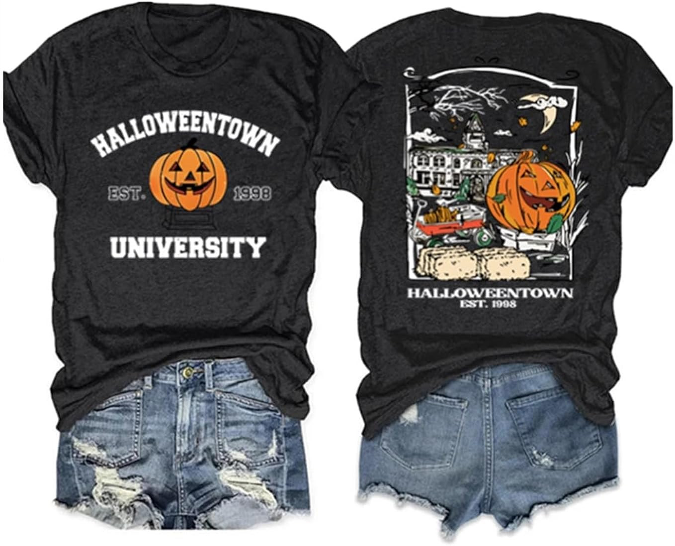 Halloweentown University T-Shirt for Women Fall Pumpkin Shirts Funny Halloween Thanksgiving Gift ... | Amazon (US)