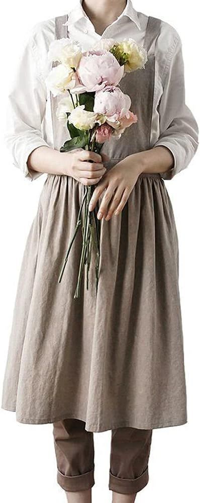 SF-ZXTINP Cotton and linen Kitchen Cooking Aprons Dress for Women with Pockets Cute for Baking Pa... | Amazon (US)