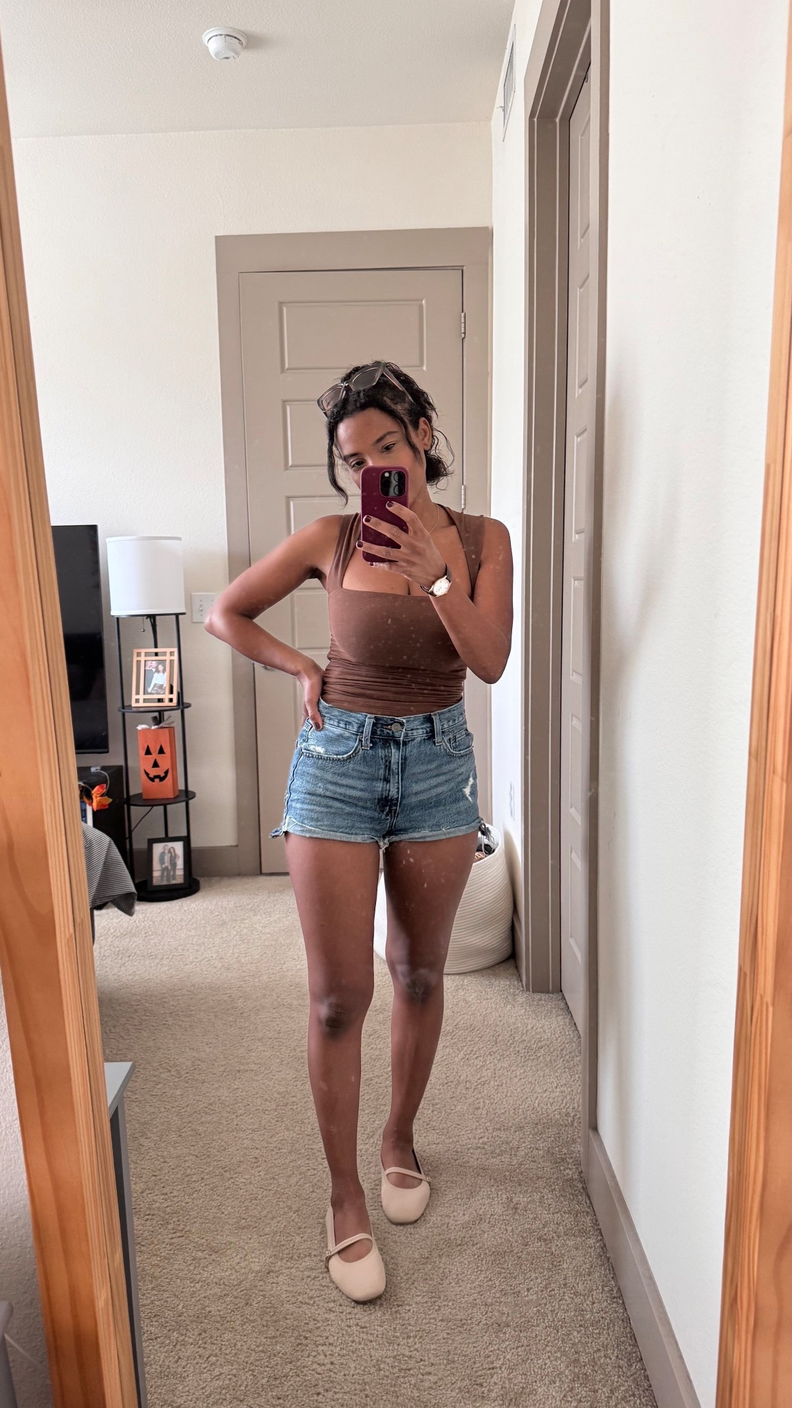 Warm fall outfit 
Fall colors outfit 
Denim shorts outfit 
Amazon ballet flats

#LTKStyleTip #LTKPetite #LTKMidsize