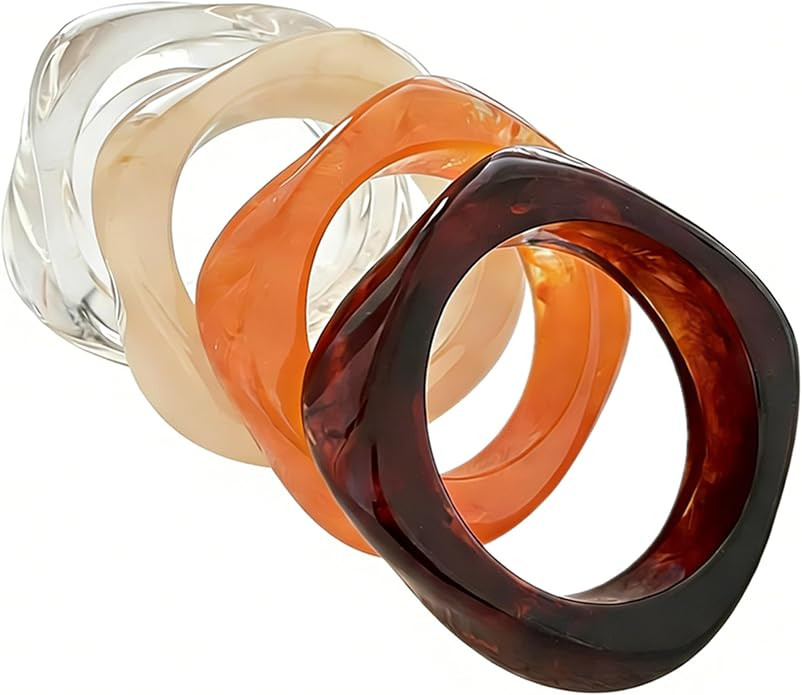 Acrylic Chunky Bangle Bracelets for Women, Irregular Punk Acrylic Resin Bangle Geometric Cuff Wid... | Amazon (US)