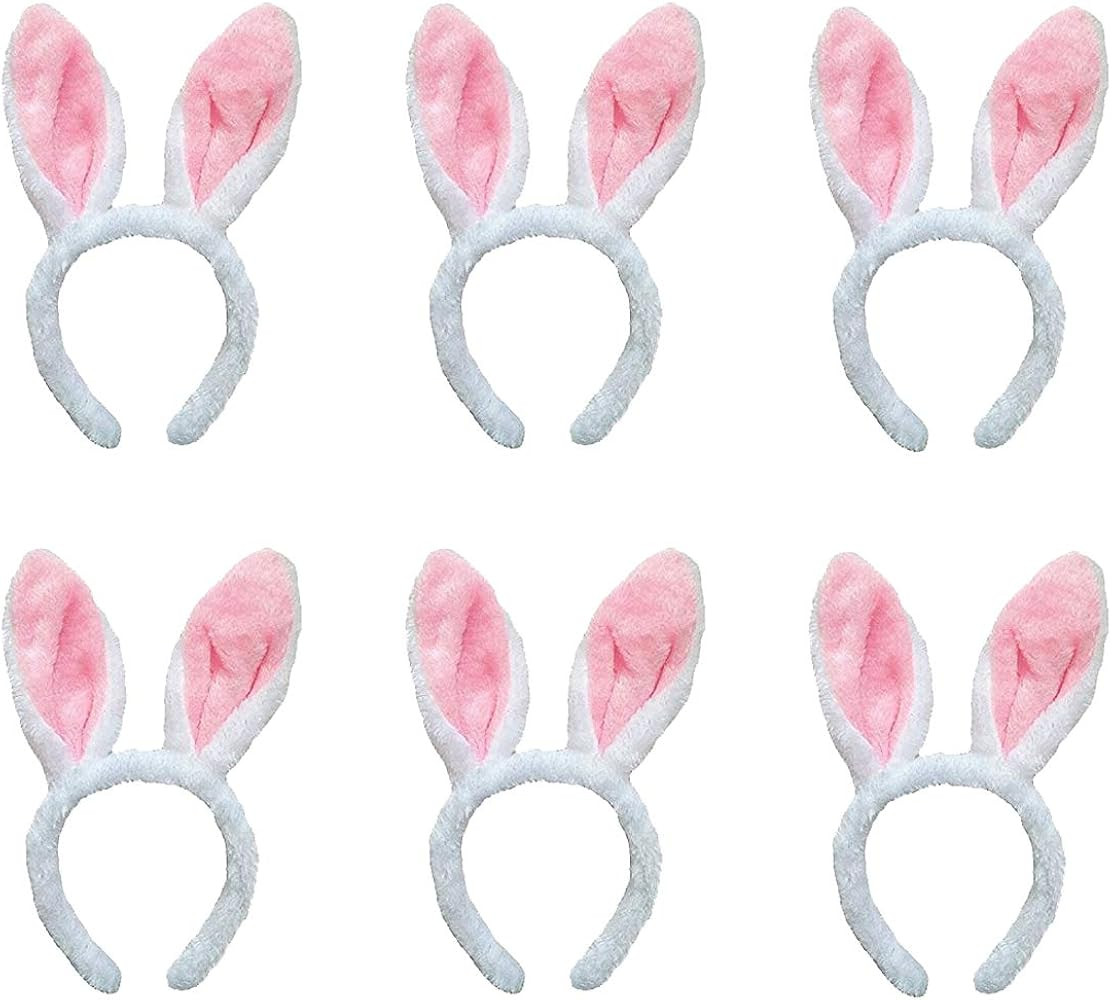 Plush Bunny Ears Hairbands 6 Pieces Cute Bunny Ears Headband Rabbit Ear Bunny Costume for Hallowe... | Amazon (US)