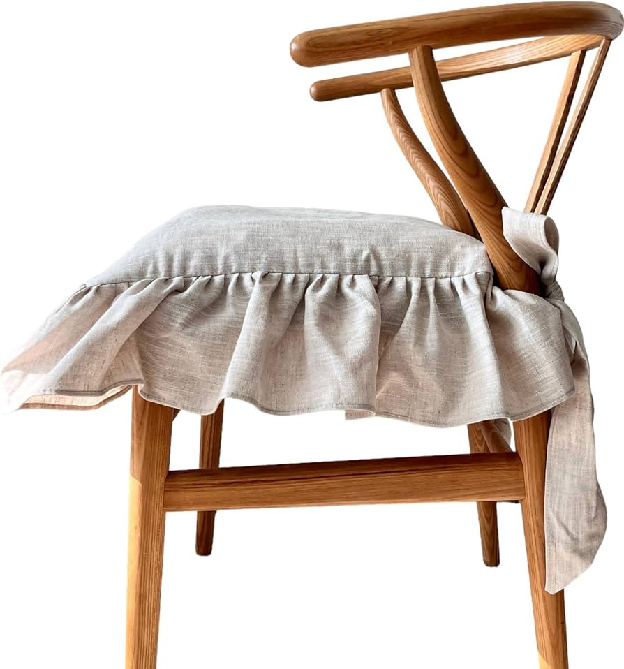 Korean Made Chair Pad 17.5'x 17.5' Slipcover Chair Cushion Cover Ties with Ruffle Farmhouse Decor... | Amazon (US)