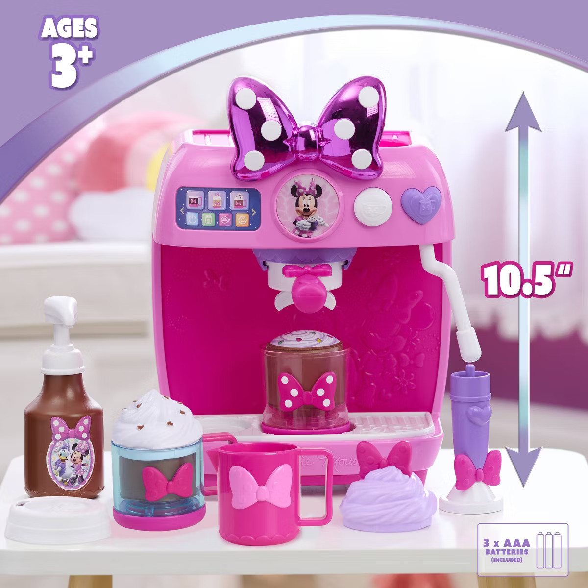 Disney Jr. Minnie Mouse Rise and Shine Bowrista Set 10" Play Espresso Machine Ages 3 and Up | Target