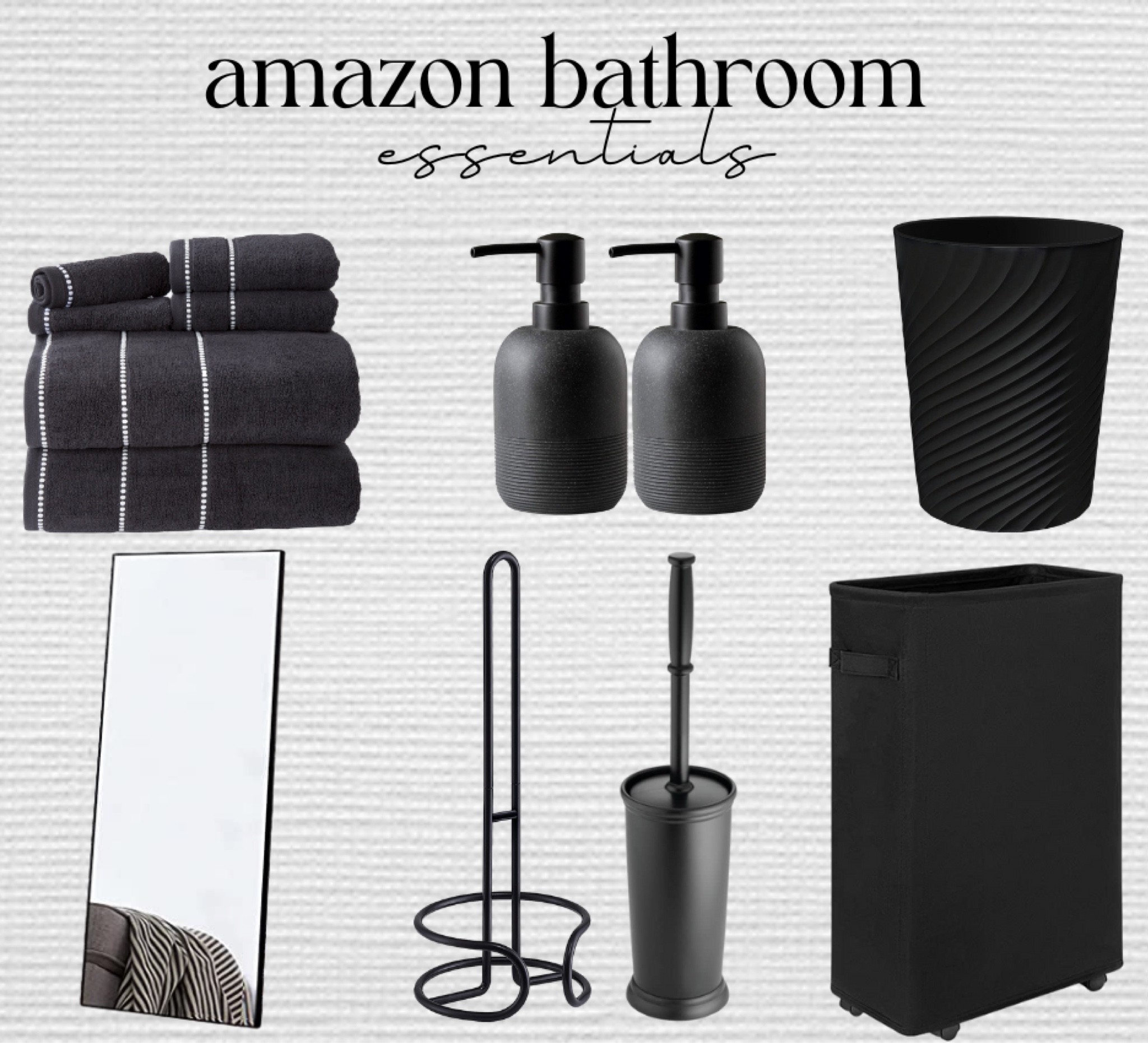 Amazon bathroom essentials
First apartment decor
Bathroom decor
Full length mirror
Laundry basket
Soap dispenser 
Aesthetic bathroom
Neutral decor
Black towels
Bathroom decor
Bathroom style
Amazon home

#LTKU #LTKunder100 #LTKhome