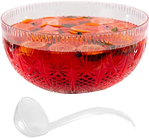 Crystal Cut Plastic Punch Bowl With Ladle 3 Gallon Large Bowls For Parties | Amazon (US)