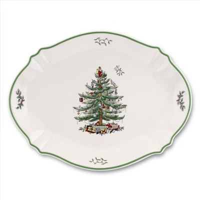 Spode Christmas Tree 17" Oval Serving Platter - Large Porcelain Serving Plate - Microwave & Dishwasher Safe - Beautiful Holiday Tableware | Target