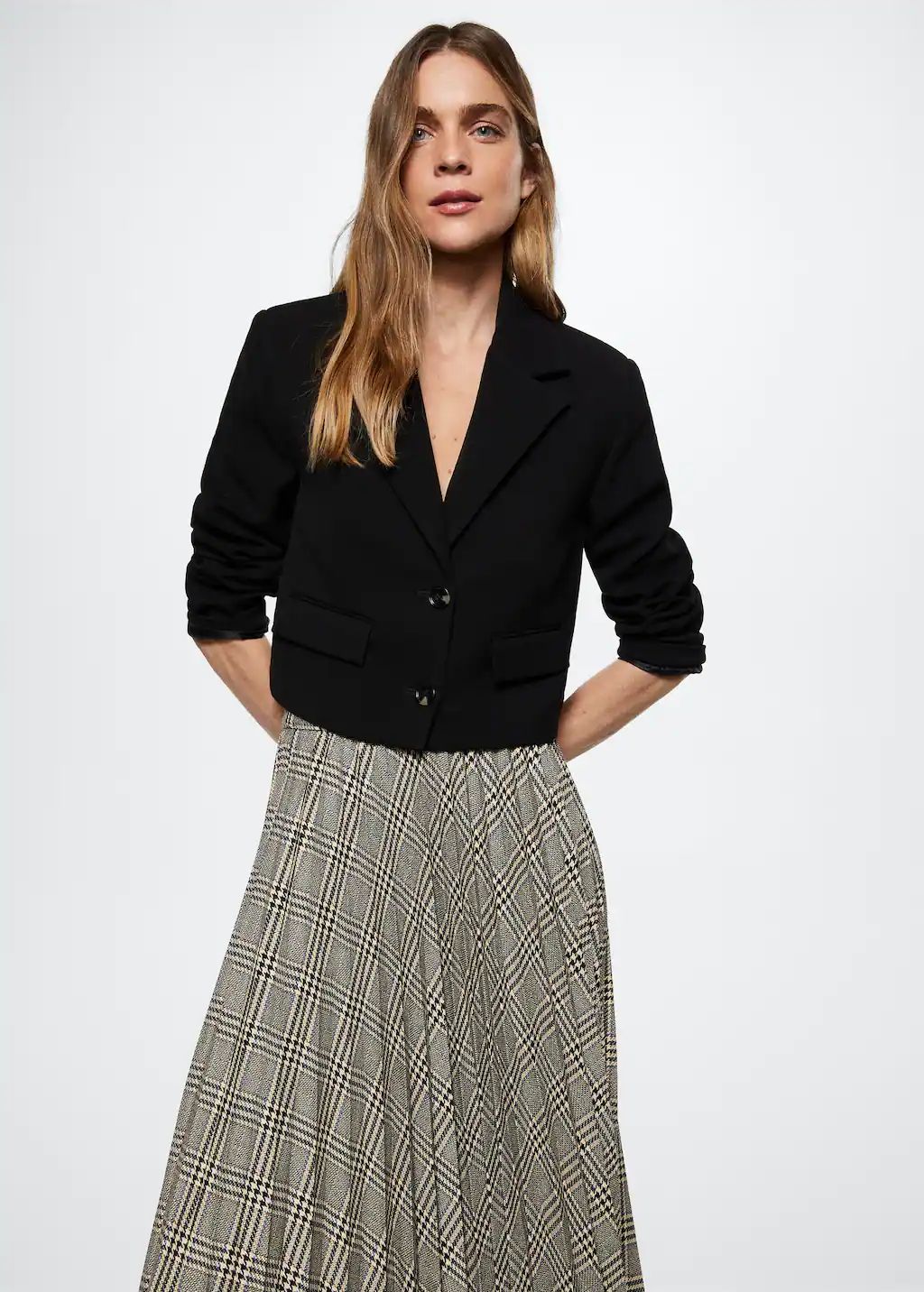 Checked pleated skirt -  Women | Mango USA | MANGO (US)