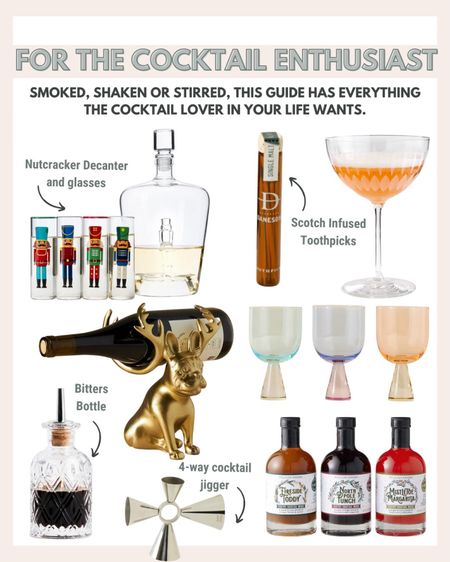 Holiday cocktail gift guide, cocktail enthusiast gift guide, cocktail gifts, home decor gifts, foodie gifts 

#LTKGiftGuide #LTKHoliday #LTKCyberWeek