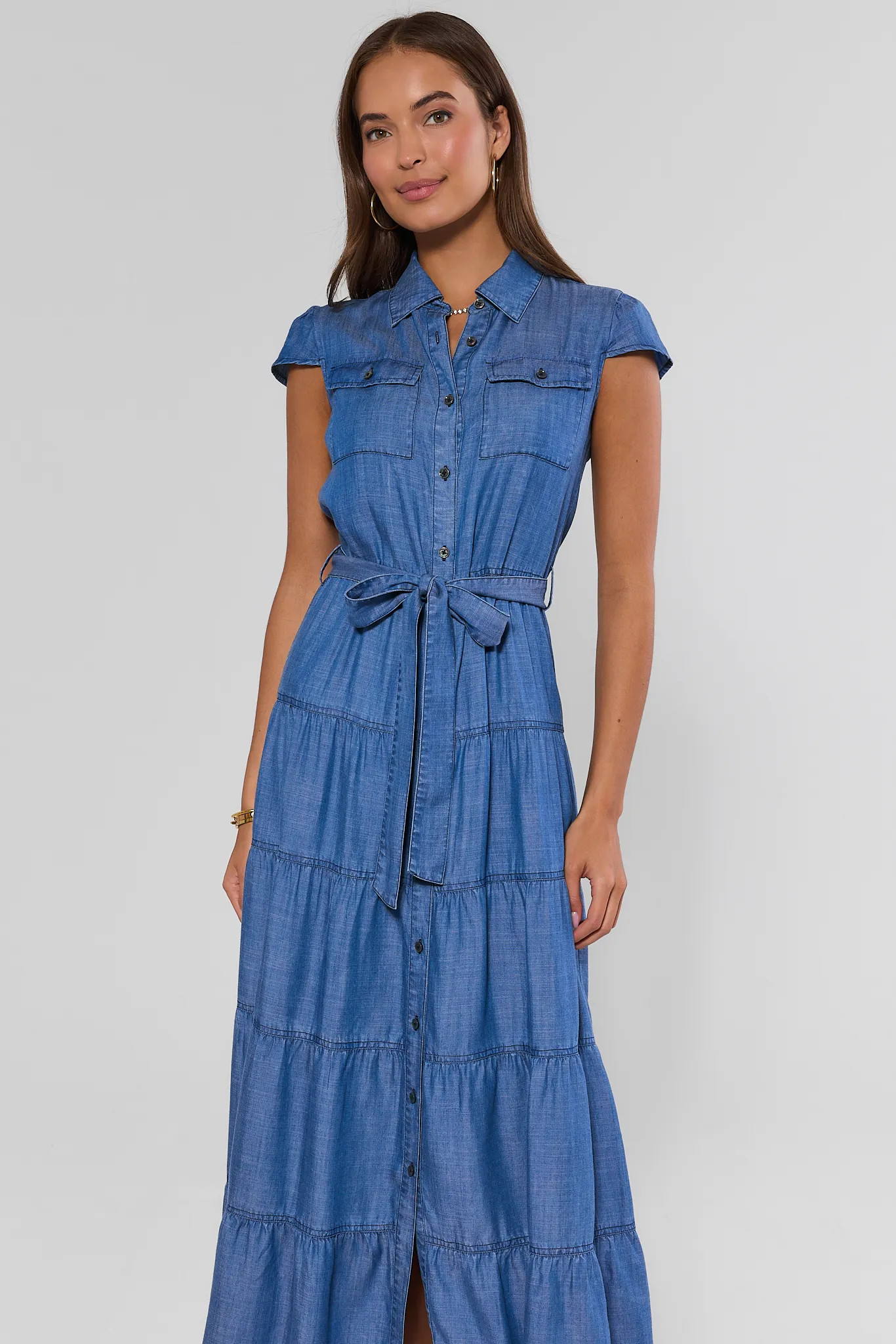 Bristol Chambray Belted Midi Dress | Avara