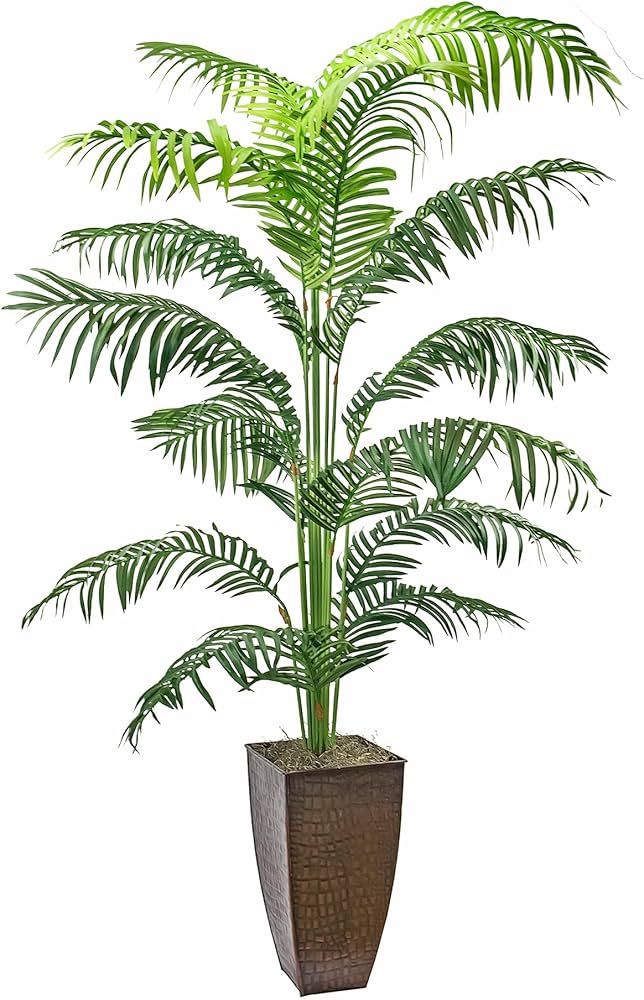 Artificial Areca Palm Plant 6.5FT Faux Indoor Floor Plant in Copper Metal Pot - Fake House Plant ... | Amazon (US)