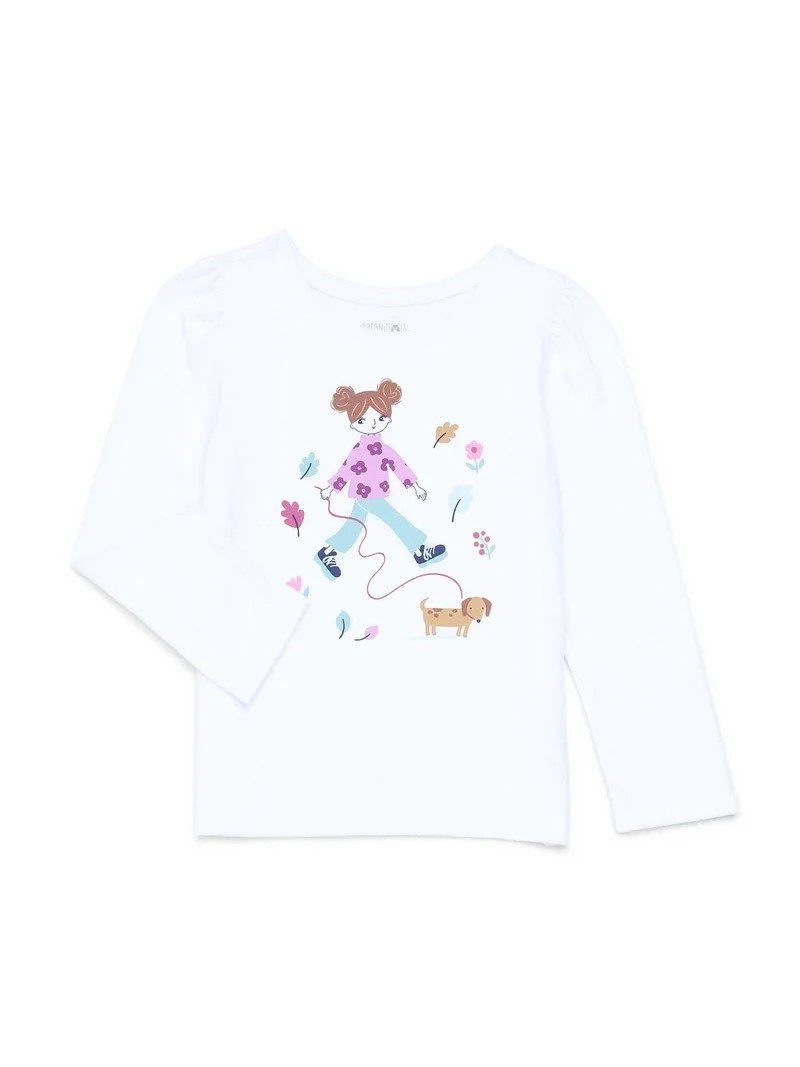 Garanimals Toddler Girl Long Puff Sleeve Graphic T-Shirt, Sizes 18M-5T | Walmart (US)