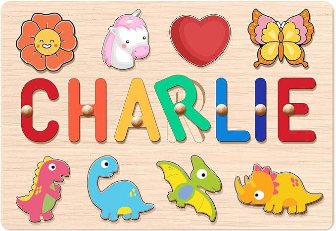BeneCharm Name Puzzle for Kids Personalized Baby Gifts with Engraved Text on Back, 1st Birthday G... | Amazon (US)