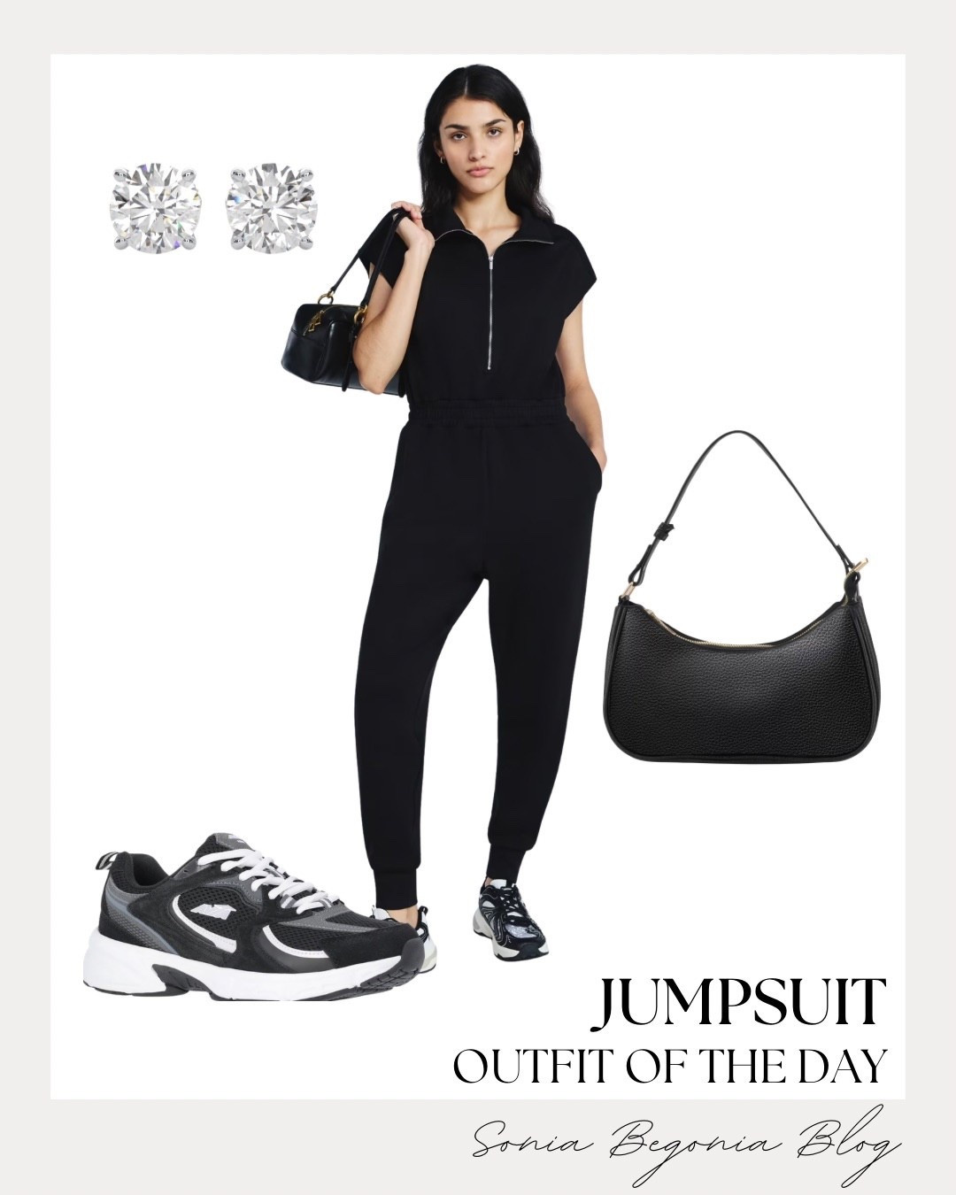 Jumpsuit Chic & Sneakers! 👟

Embrace the ultimate "cool girl" aesthetic with this perfectly balanced everyday look! 🖤

I am obsessed with the main statement: a sleek, black short-sleeve jumpsuit with a zip-front detail that makes outfitting effortless. Balance the sporty silhouette with chunky black and white athletic sneakers for a fresh, urban vibe. Finish the look with classic, elevated accessories: a structured black crescent shoulder bag and sparkling diamond-style stud earrings for a touch of polished glam! This versatile outfit is perfect for running errands or a casual lunch date while staying under $50.

#OOTD
#OutfitOfTheDay
#JumpsuitStyle
#WalmartFashion
#WalmartFinds
#StreetStyle
#CasualChic
#SneakerStyle
#EverydayOutfits
#MinimalistAesthetic
#LTKunder50
#BudgetFriendlyFashion
#BlackJumpsuit
#CleanGirlStyle
#StylingInspo

#LTKootd