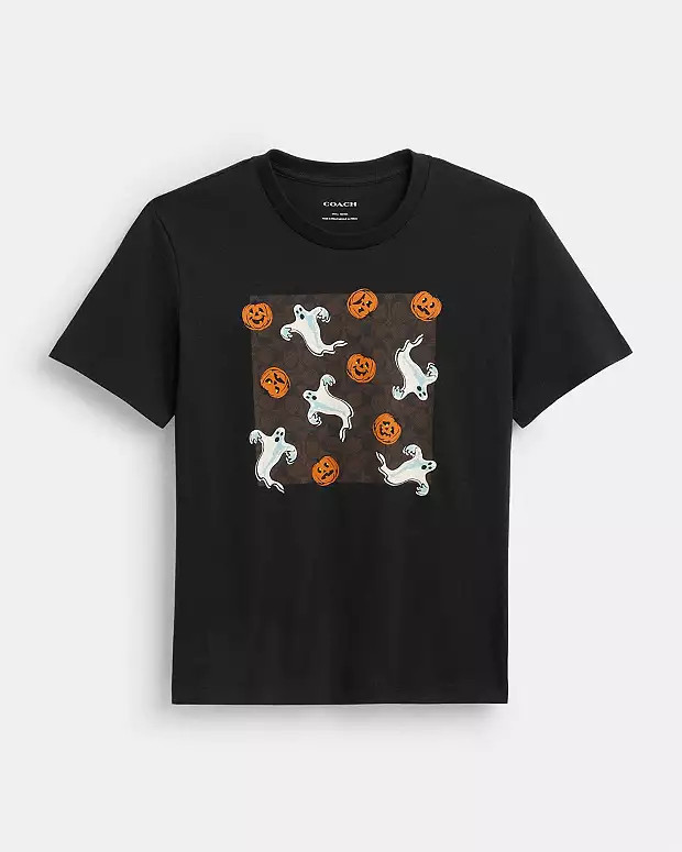 Pumpkin And Ghost Signature Classic T Shirt | Coach Outlet US