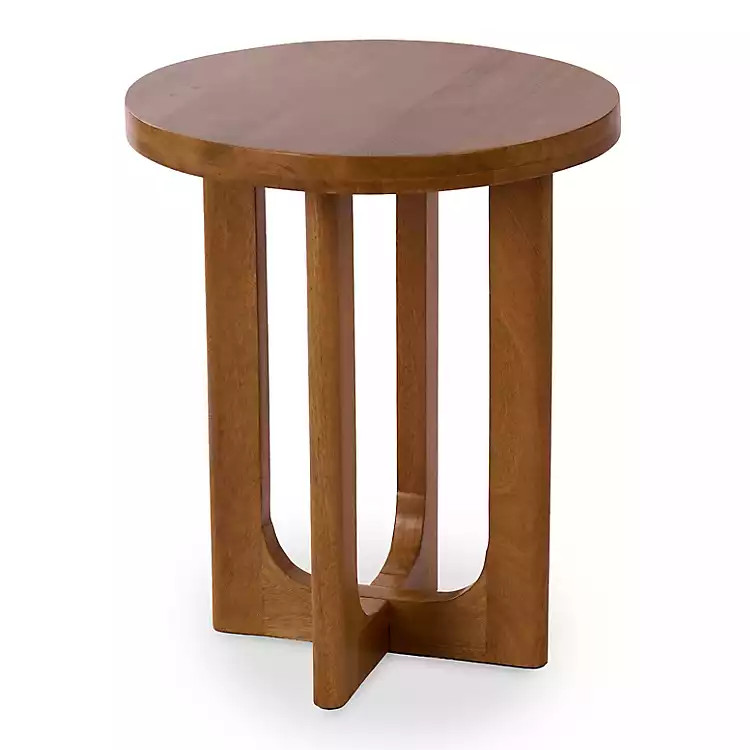 Round Porto Natural Wood Side Table | Kirklands