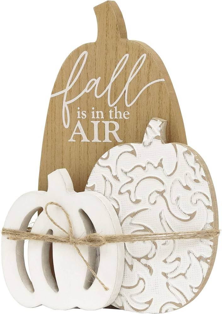 Fall Is in The Air Pumpkin Farmhouse Decorative Holiday Party Decor,Pumpkin Stacked Wood Tabletop... | Amazon (US)