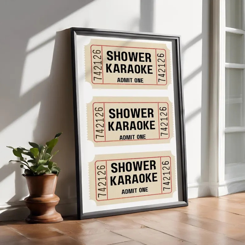 Shower Karaoke Movie Ticket Art: Retro Maximalist Printable Wall Decor (PDF & JPG Download - Etsy | Etsy (US)