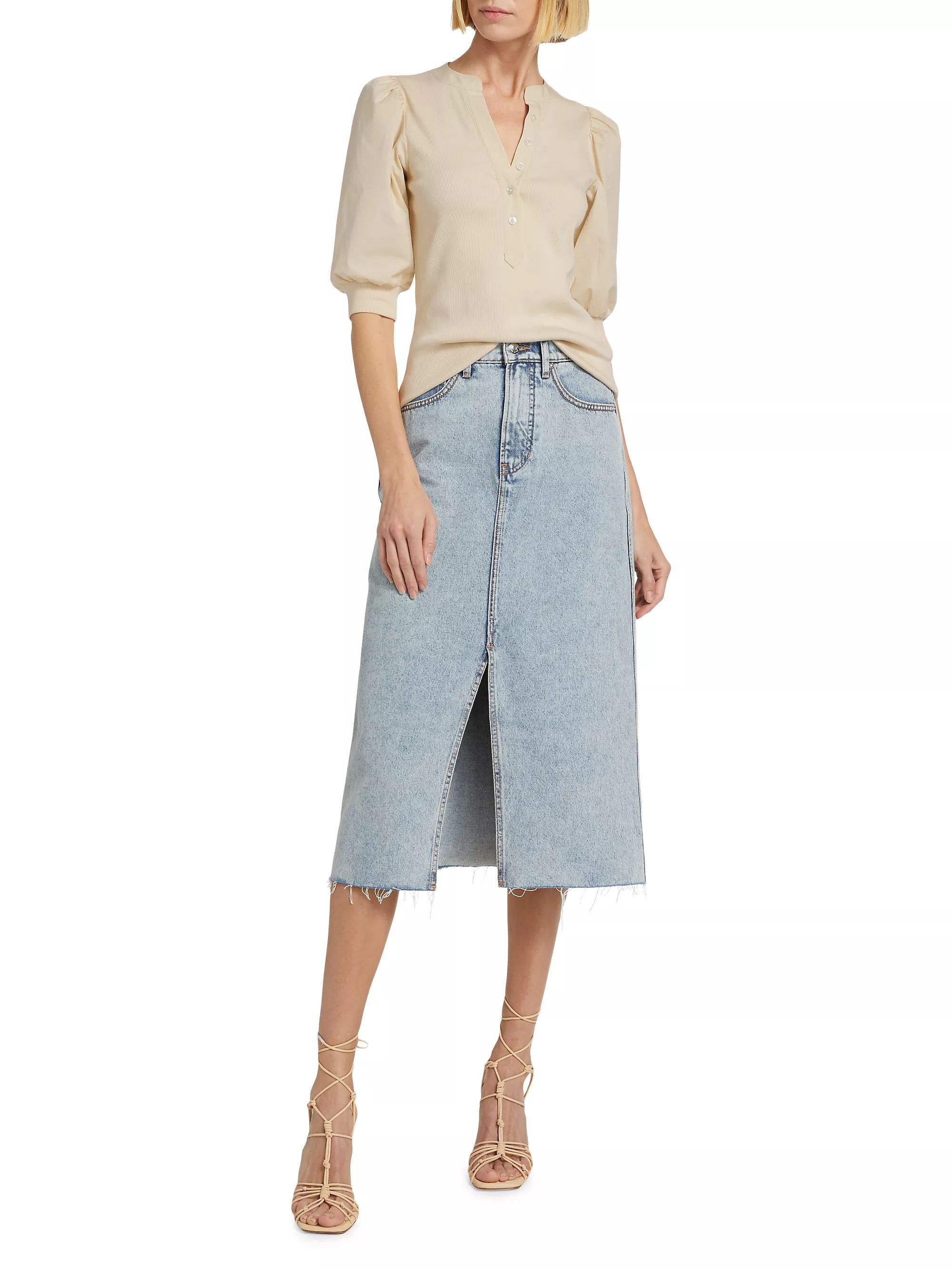 Victoria Denim Midi-Skirt | Saks Fifth Avenue