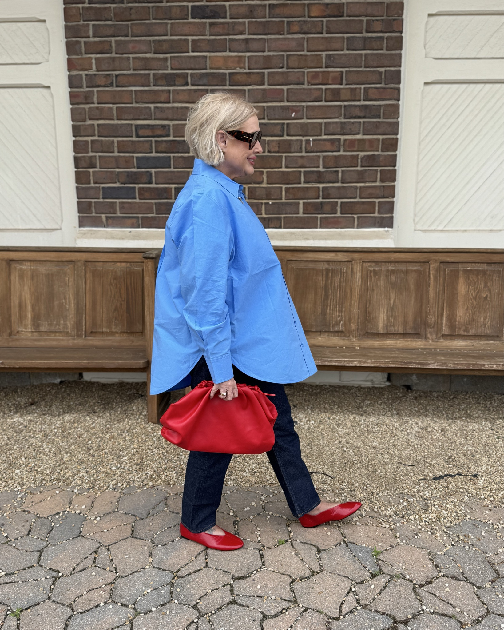 Spring is here!

#cottonblueshirt #redballetflats #minimalstyle #minimalchic 

#LTKPetite #LTKootd #LTKSaleAlert