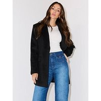 Michelle Keegan Faux Wool Oversized Blazer - Black | Very (UK)
