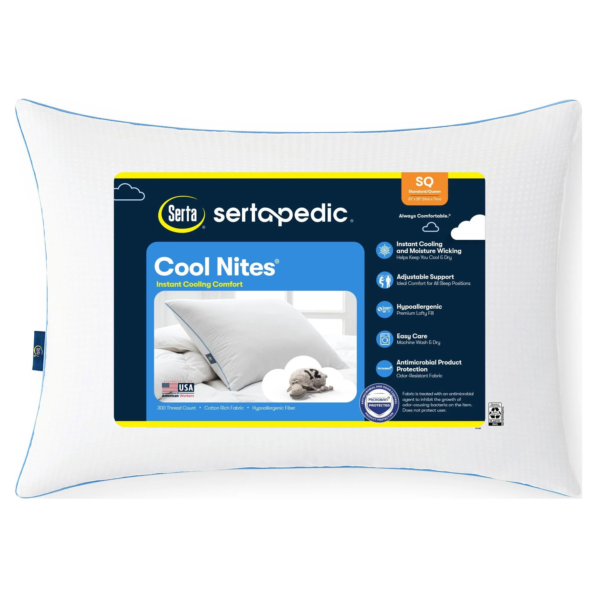 Sertapedic Cool Nites Bed Pillow, Standard/Queen | Walmart (US)