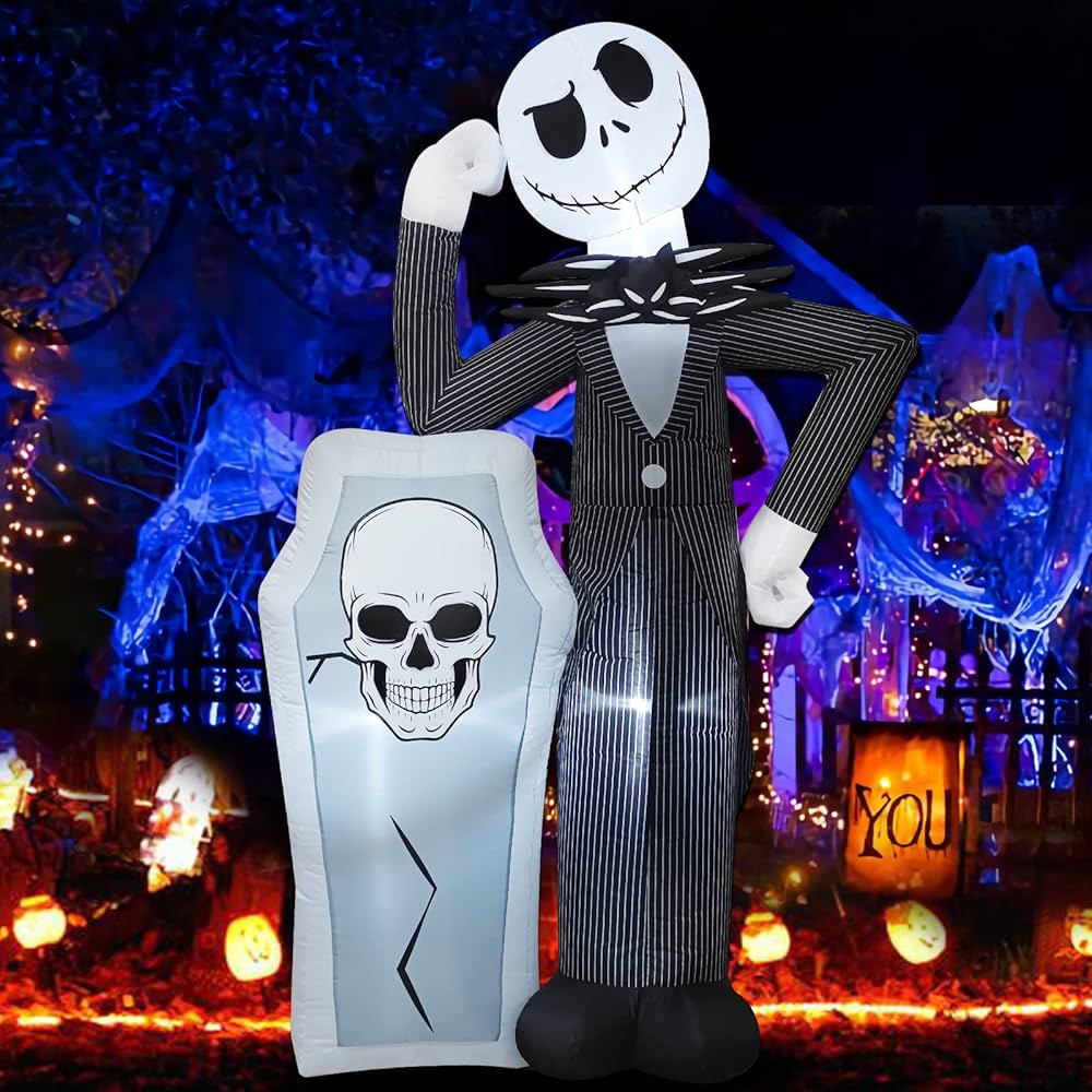 6 Ft Inflatable Halloween Yard Decorations - Outdoor Blow Up Yard Skeleton Tombstone Decor - Buil... | Amazon (US)