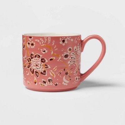 15oz Stoneware Floral Mug Pink - Threshold™ | Target