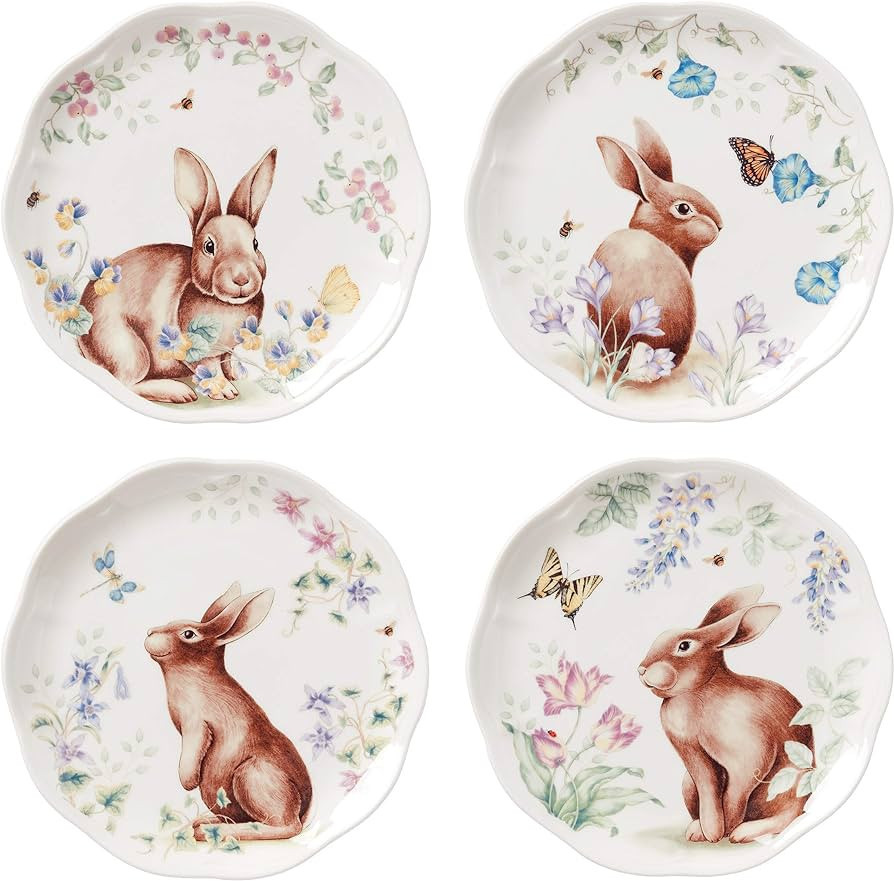 Lenox 893465 Butterfly Meadow Bunny 4-Piece Accent Plate Set | Amazon (US)