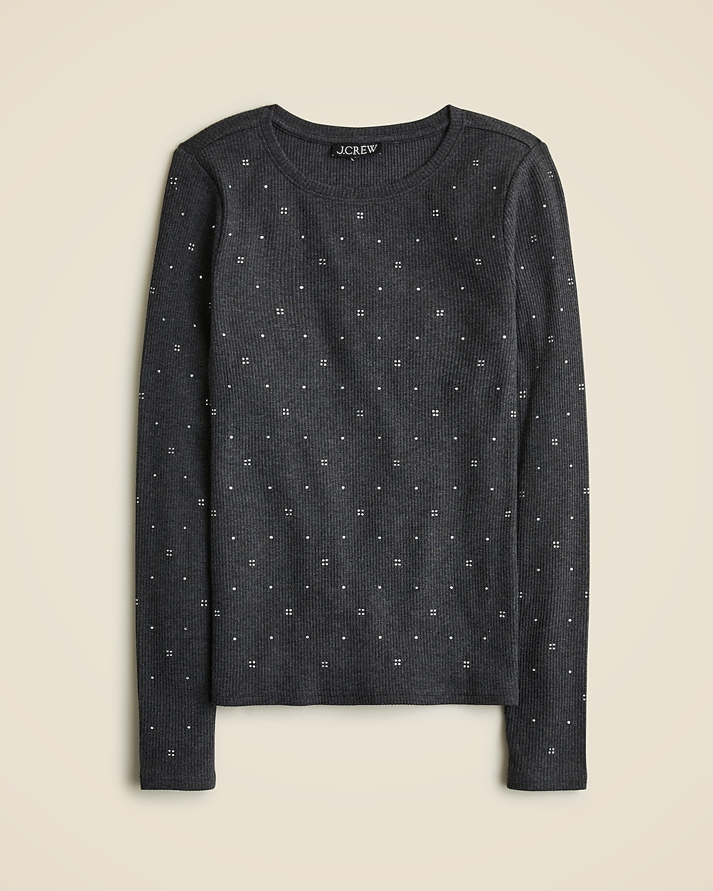 Vintage rib long-sleeve T-shirt with embellishments | J. Crew US