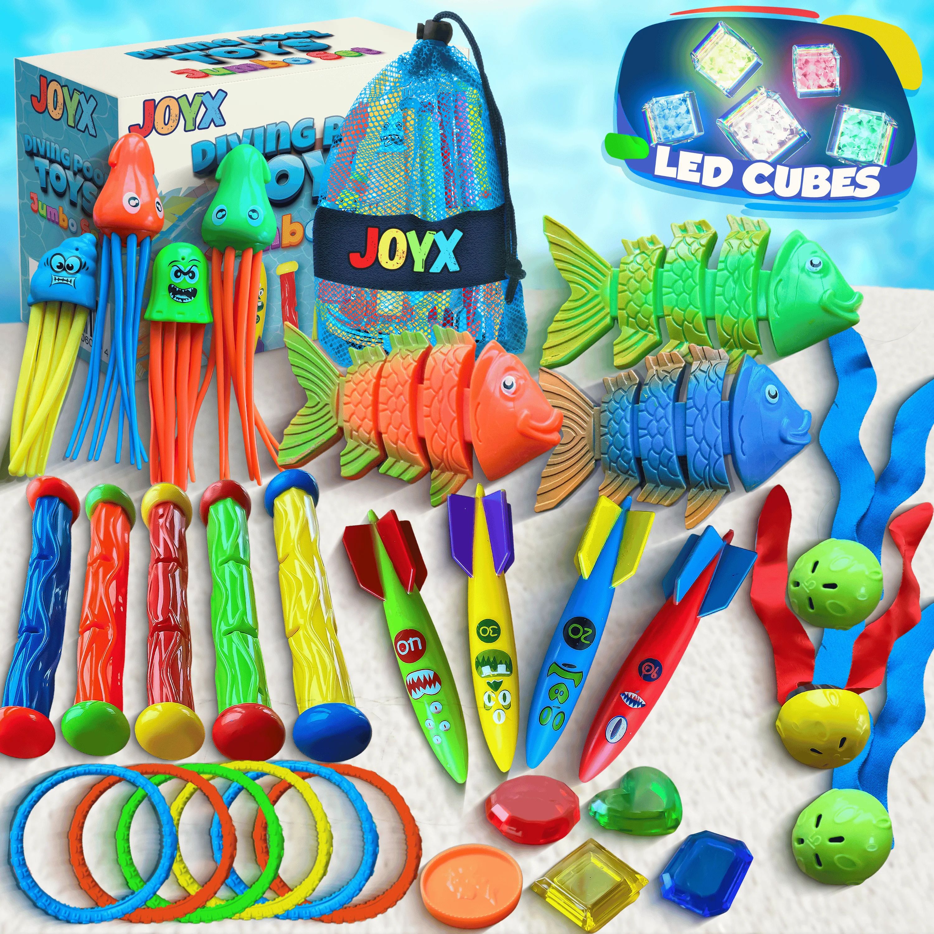 35 Pcs Pool Toys Set with LED Pool Light Cubes & Water Toys Swim Learning & Diving Skill Developm... | Walmart (US)