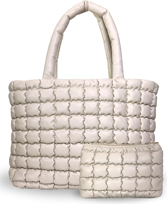 Citrusy Boutique The Cloud Tote Bag Set | Puffer Tote Bag with Insert Pouch | Quilted Tote Bag fo... | Amazon (US)