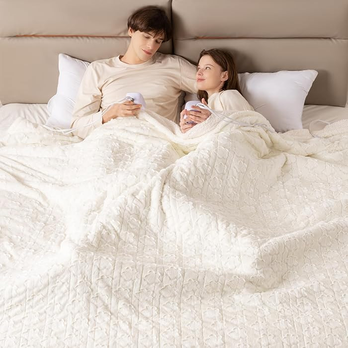 Bearhug Electric Blanket King Size 100" x 90", Dual Controller Heated Blanket, White Flower Patte... | Amazon (CA)