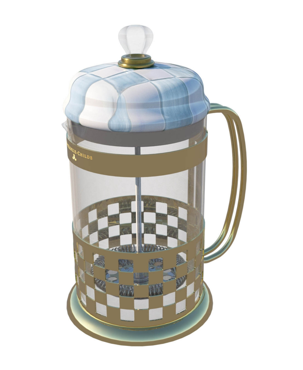 MacKenzie-Childs Sky Check French Press - Sky Blue | Macy's