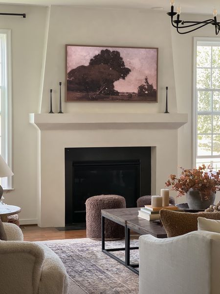 Cozy fall living room decor
Absolutely love that our Loloi cloudpile rug lends itself so well to fall ☺️

Fall stems- these are my favorite and I found them at another retailer!
Iron candlesticks for mantle decor
Frame TV art for the Win!

Amber interiors
Boucle chair

#LTKhome #LTKfamily #LTKSeasonal