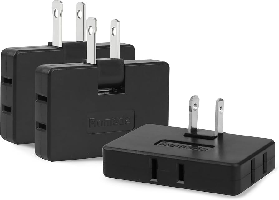 Romeda 3 Pack AC Flat Wall Outlet Extender Flat Plug Adapter Outlet, Fold-Able 3 Way Wall Adapter... | Amazon (US)