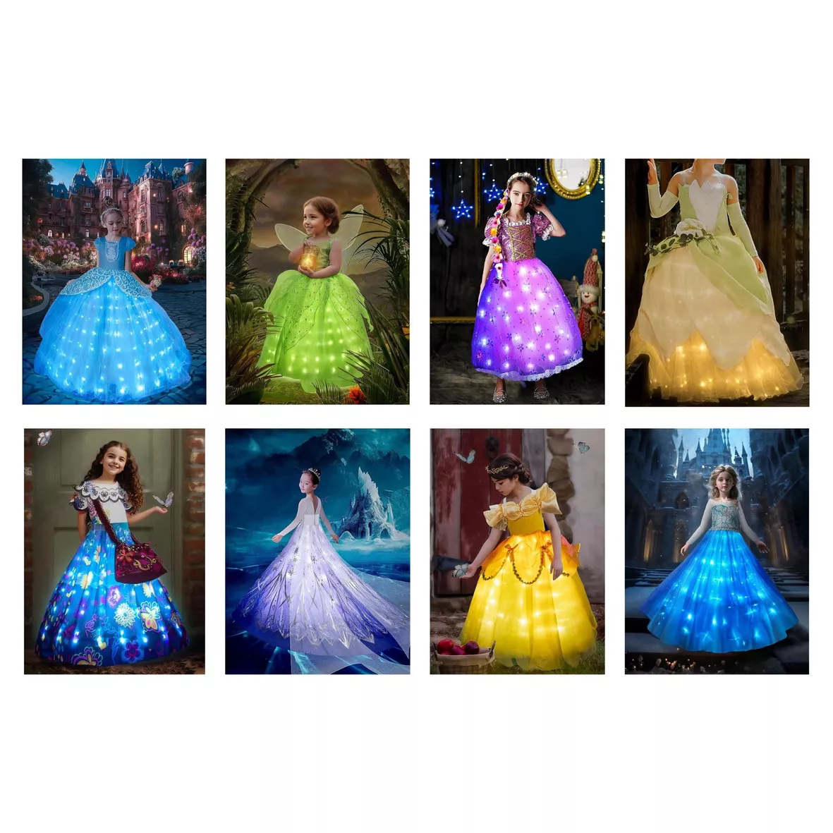  UPORPOR Light Up Cinderella Girls Princess Costume