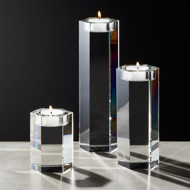 Hex Crystal Tea Light Candle Holders Set of 3 | CB2