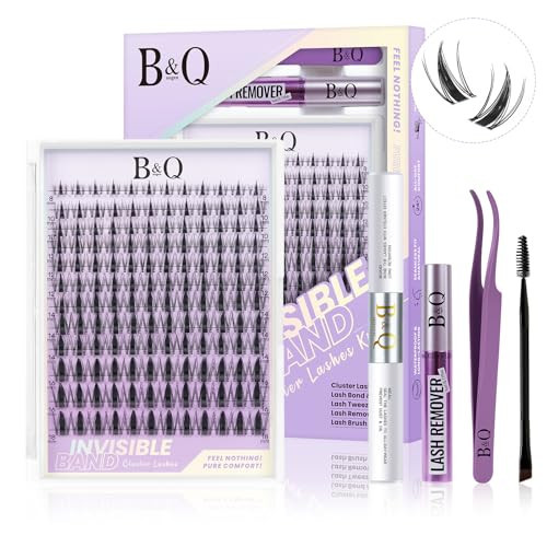 B&Qaugen Fairy Lash Clusters Kit 8-18 MIX Natural Lashes Clusters Invisible Band 144 pcs Manga Lashes Individual with Lash Bond and Seal Eyelash Extension Kit Easy Removal (Kit-Fairy Lash-MIX8-18mm) | Amazon (US)