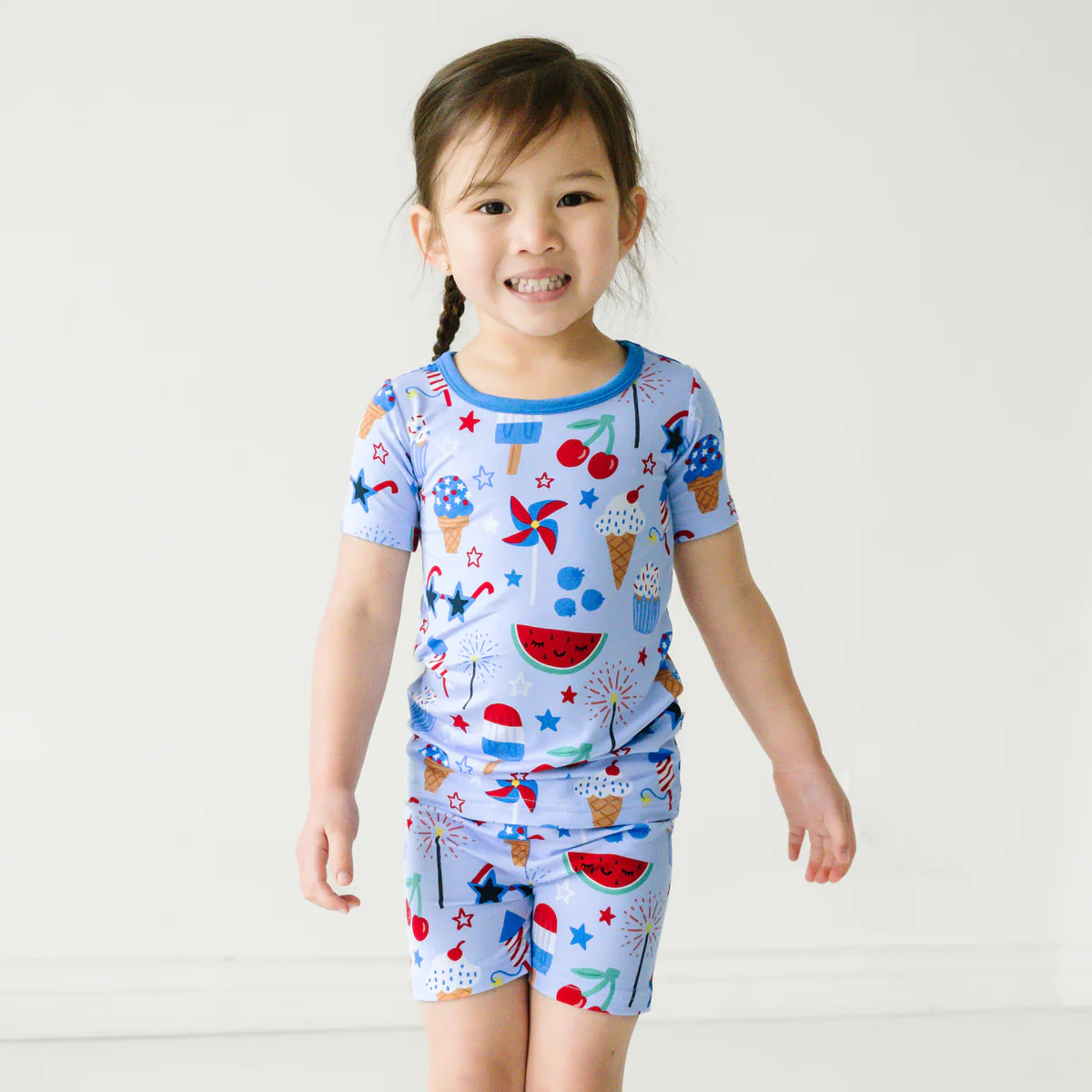 Stars, Stripes & Sweets Two-Piece Short Sleeve & Shorts Pajama Set | Little Sleepies